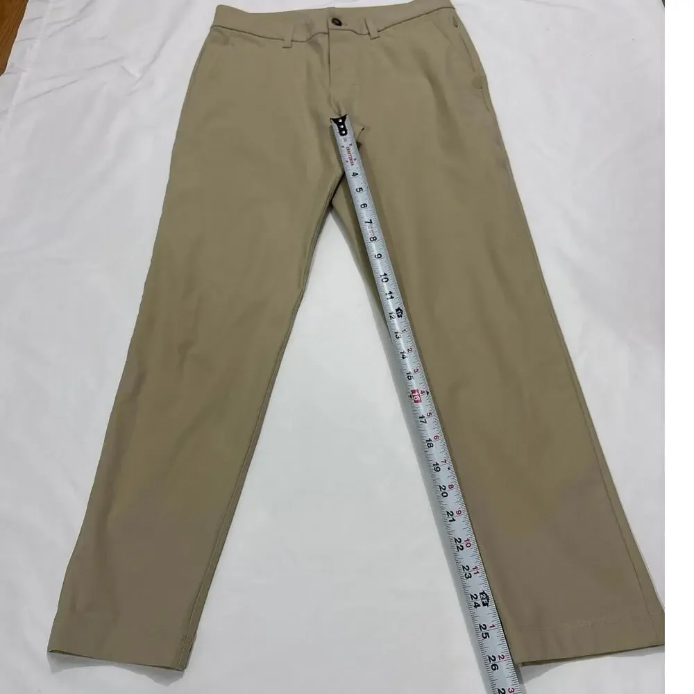 Lululemon Men’s ABC Slim Warpstreme Pants Tan Size 28 Chino Athleisure Casual - Picture 7 of 9